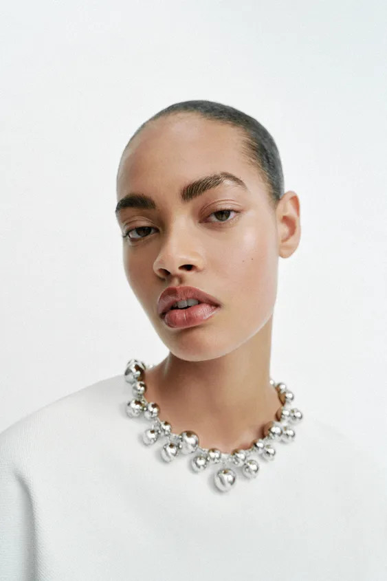 BEADED NECK KNIT TOP | Zara US