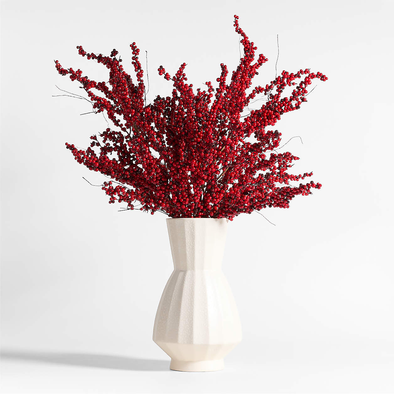 Red Mini Berry Pre-Lit Holiday Stem 40" | Crate & Barrel | Crate & Barrel