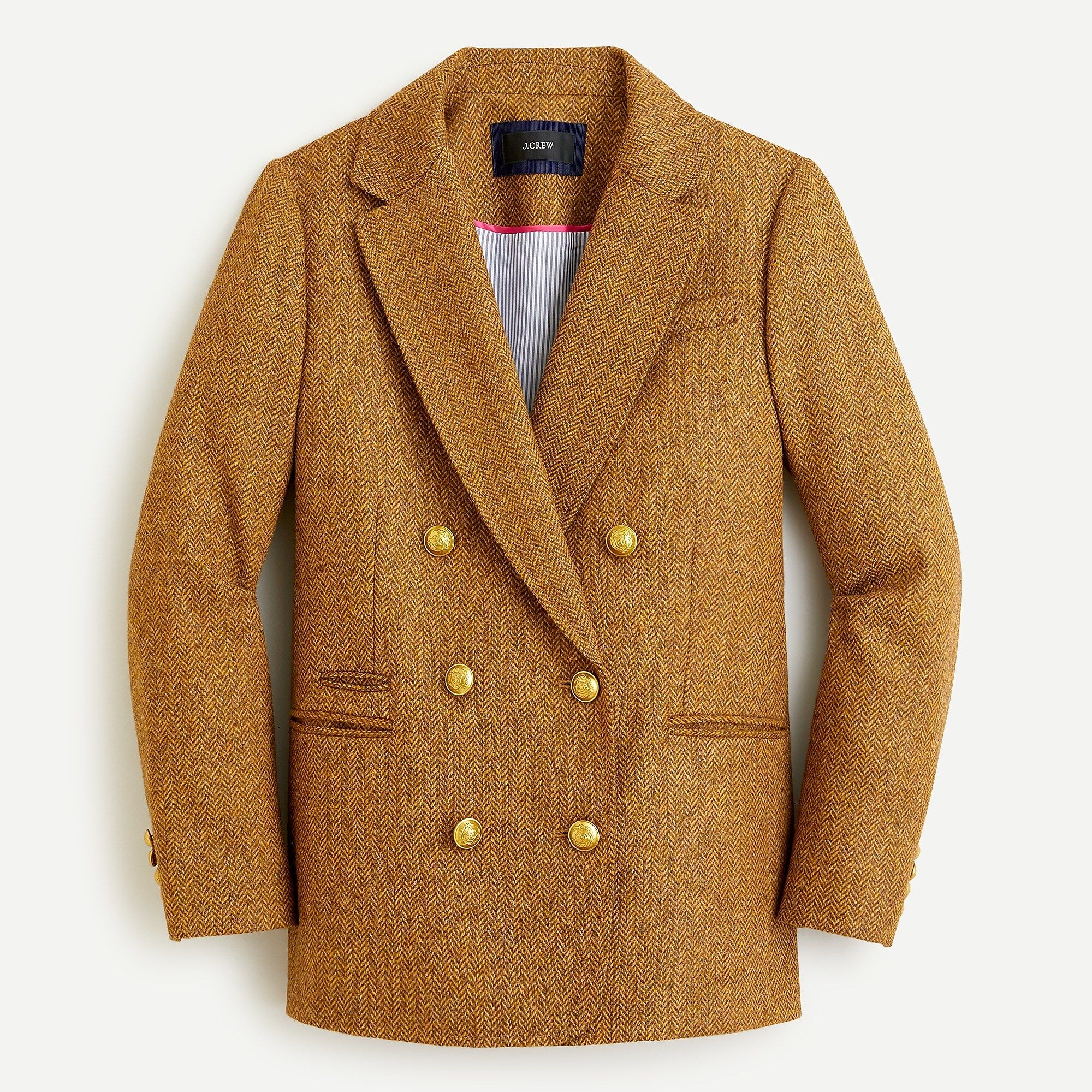 Double-breasted blazer in gold herringbone English wool | J.Crew US