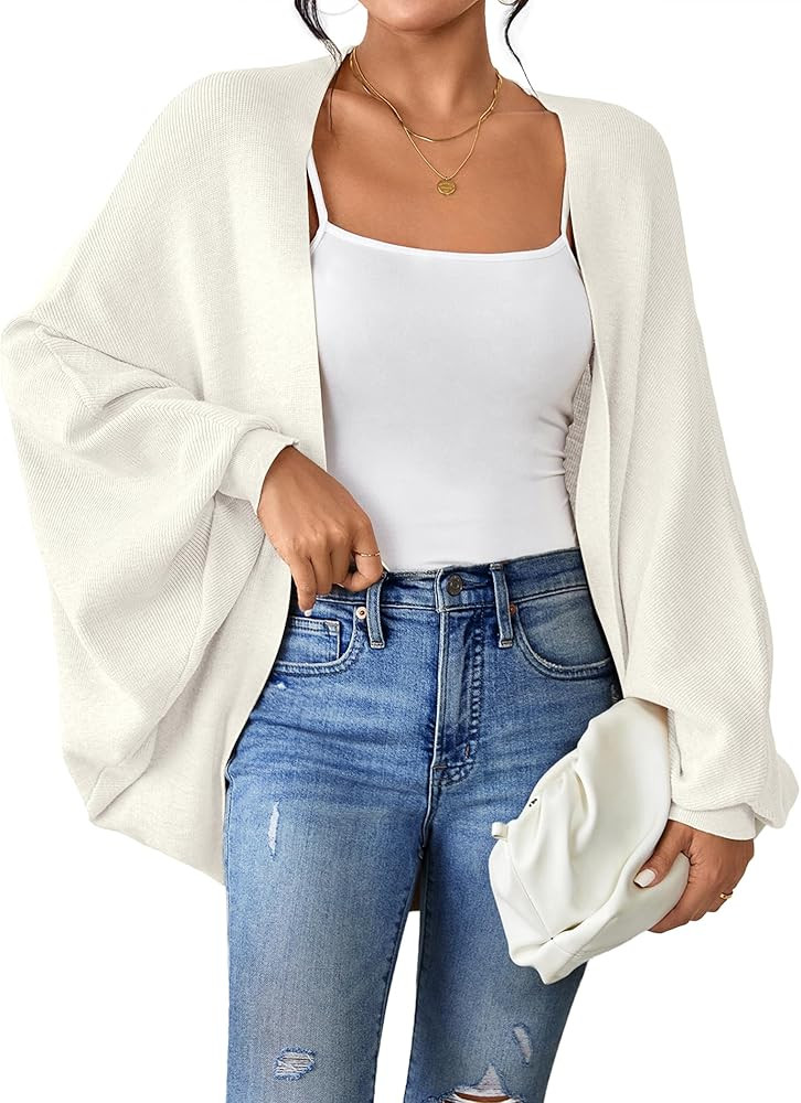 Zeagoo Women's 2024 Oversized Batwing Sleeve Knit Cardigan Sweaters Casual Long Outwear Coat | Amazon (US)