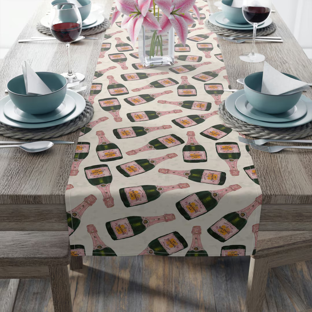 Rose Champagne all day Veuve Table Runner (Cotton, Poly) | Etsy (US)
