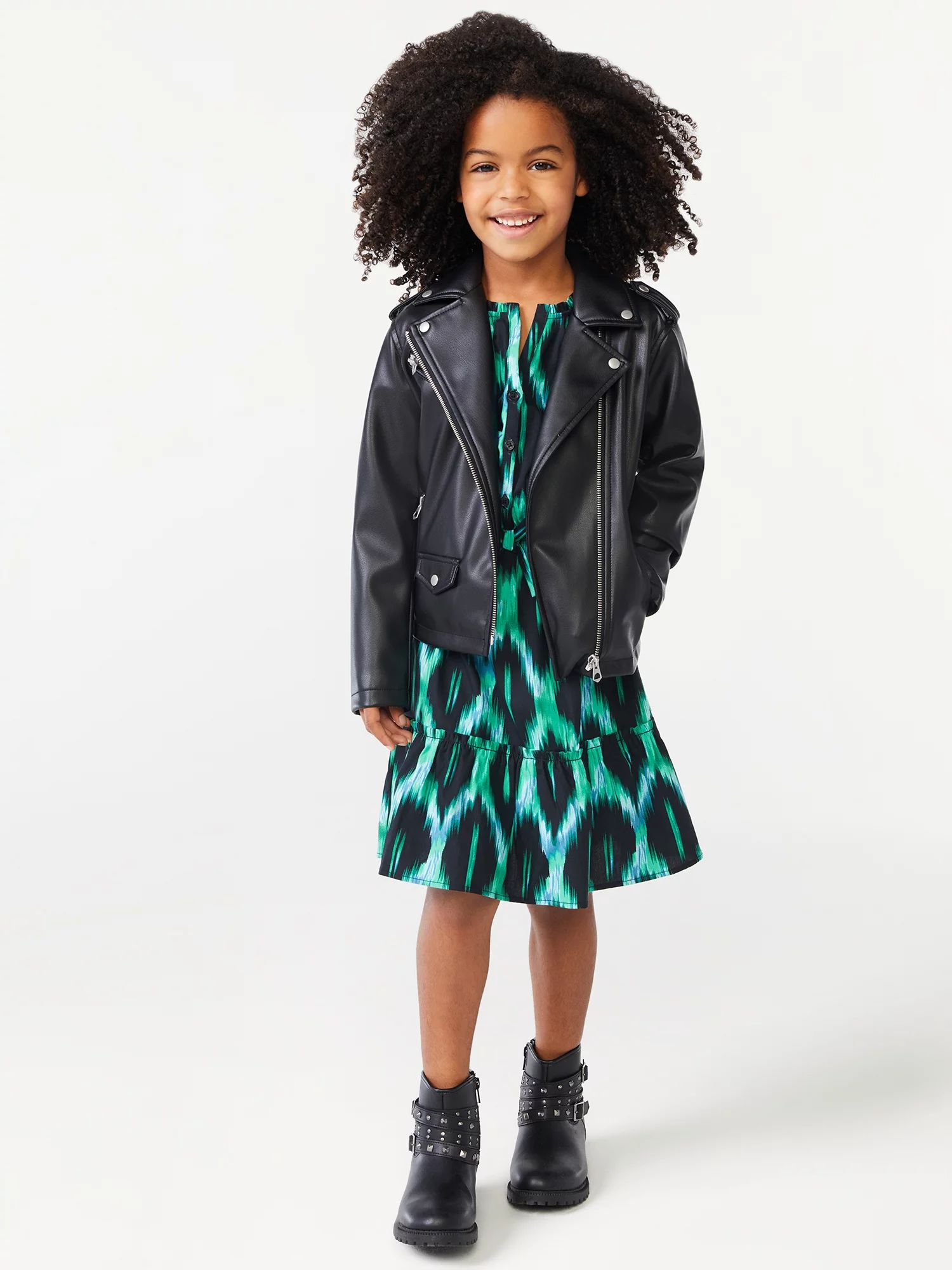 Scoop Girls Faux Leather Moto Jacket, Sizes 4-12 - Walmart.com | Walmart (US)