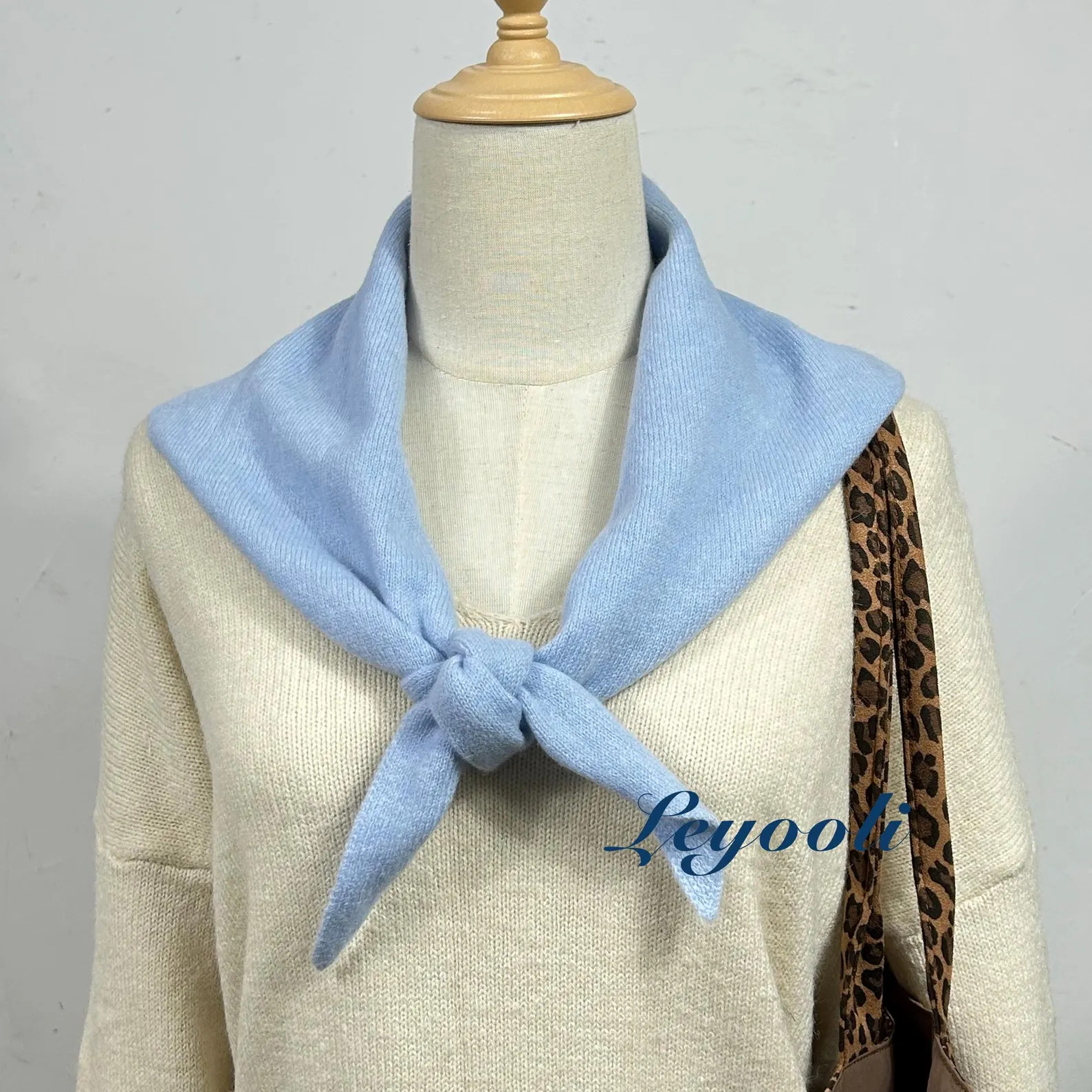 Light Blue Wool Scarf: Knit Triangle Shawl, Warm Winter Wrap | Etsy (US)