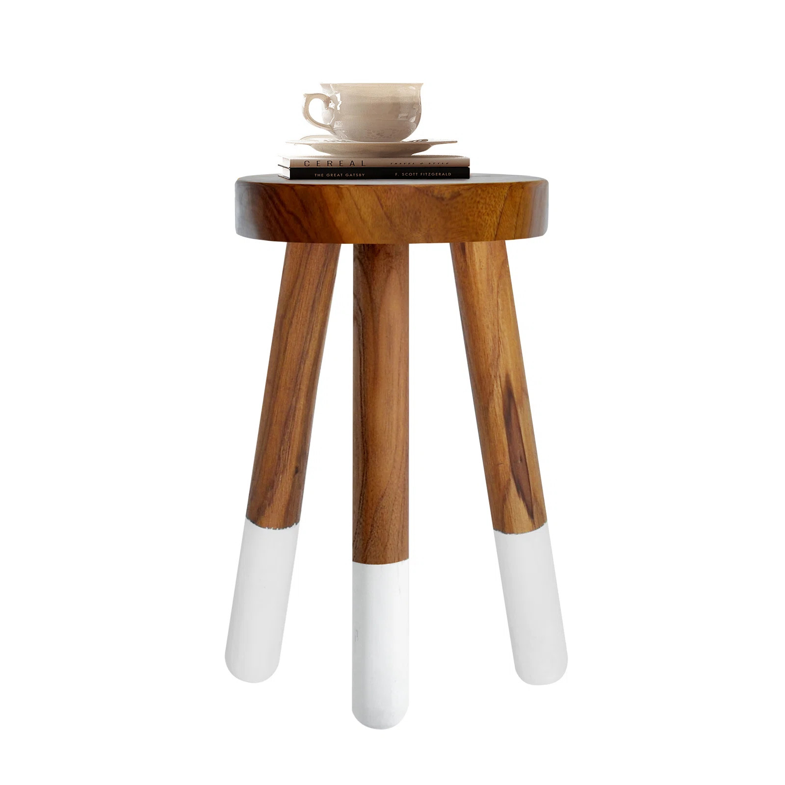 George Oliver Teak Tall Round Dip Dyed Teak Stool | Wayfair | Wayfair North America
