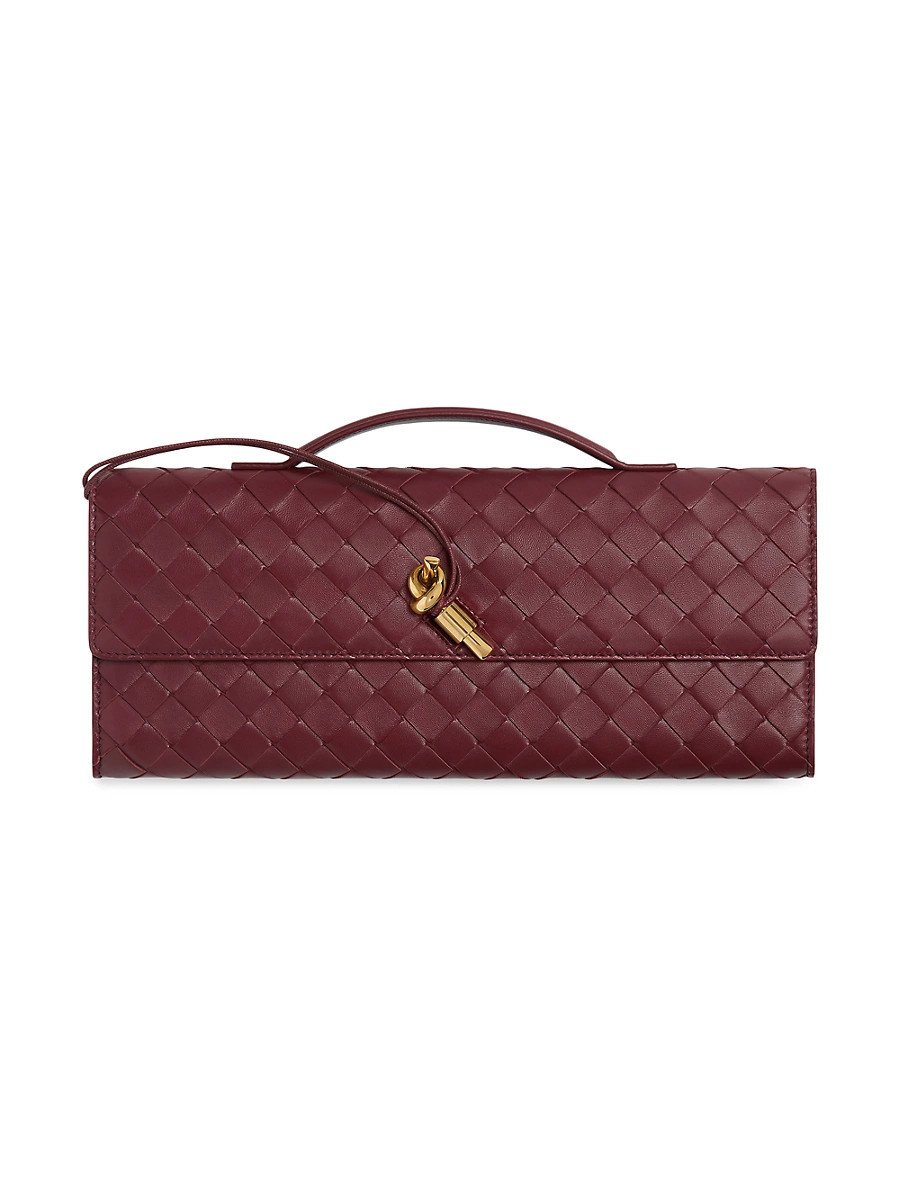 Women's Andiamo Intrecciato Leather Top-Handle Clutch - Barolo | Saks Fifth Avenue