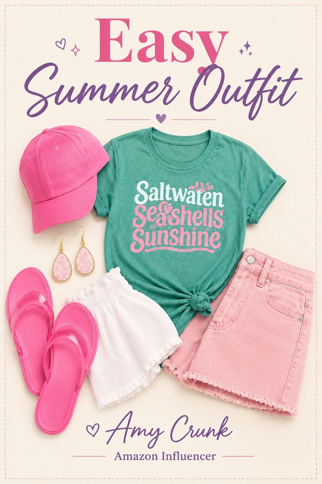Easy summer outfits are my favorite because they look put together without even trying. ☀️💗

This combo is giving beach days, errands, lunch with friends, and summer vacations all in one outfit. The pops of pink with the coastal graphic tee are too cute, and every piece can be mixed and matched with things you already own.

If you're building your summer wardrobe, this outfit is definitely worth a look. 🌴✨

#LTKStyle #LTKFashion #SummerOutfit #AmazonFashion #VacationStyle #CasualStyle #SummerWardrobe #OOTD #PinkLover #CoastalStyle

#LTKgrwm #LTKmomlife #LTKPetite