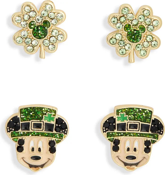 BaubleBar x Disney® Saint Patrick's Day Set of 2 Mickey Mouse Stud Earrings | Nordstromrack | Nordstrom Rack