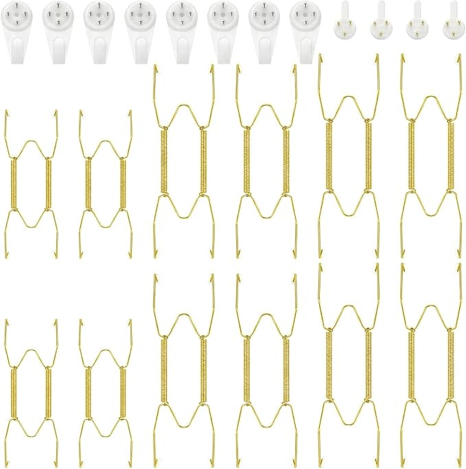 Hotop 12 Pieces Plate Hangers for Wall Stainless Steel Wire Invisible Heavy Duty Plate Hangers Di... | Amazon (US)
