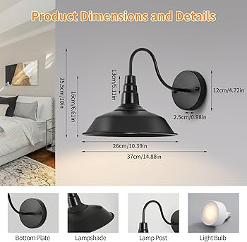 Black Magnetic Gooseneck Cordless Battery Operated Wall Sconces Set of 2, Dimmable Battery Powere... | Amazon (US)