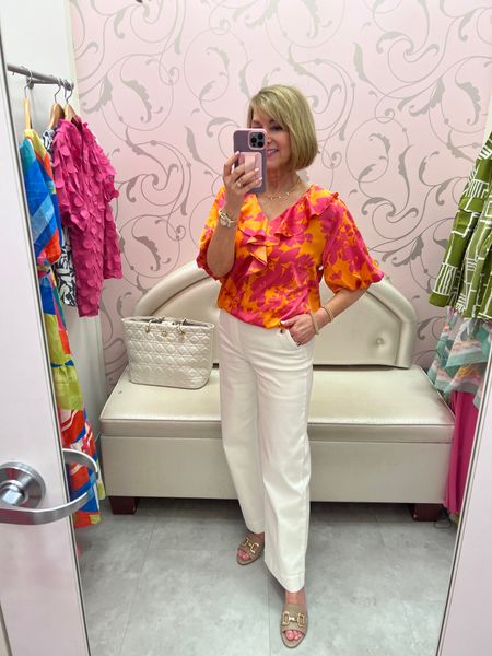 Blouse and white pants! Spring look 

#LTKfindsunder50 #LTKSeasonal #LTKover40