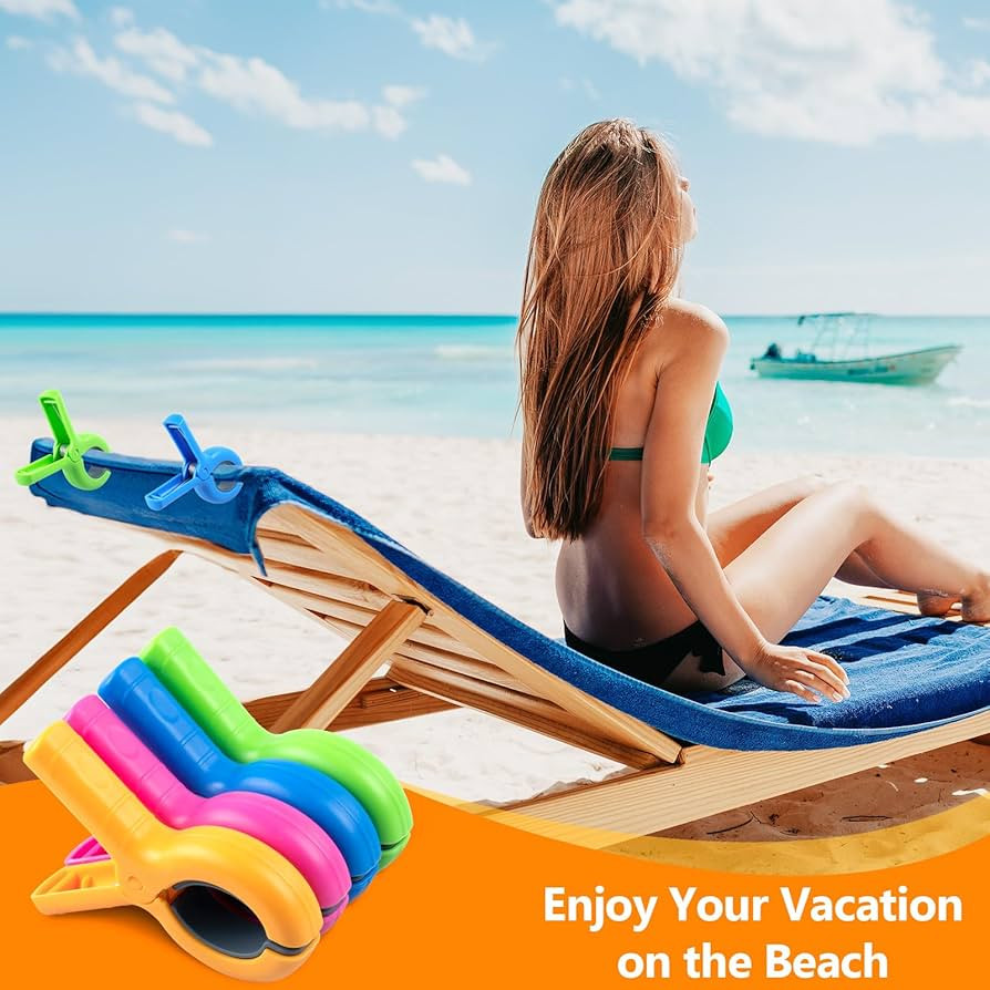 Large Beach Towel Clips for Beach Chairs, 8 Pcs Towel Holder for Beach Chair Pool Chair on Cruise... | Amazon (US)