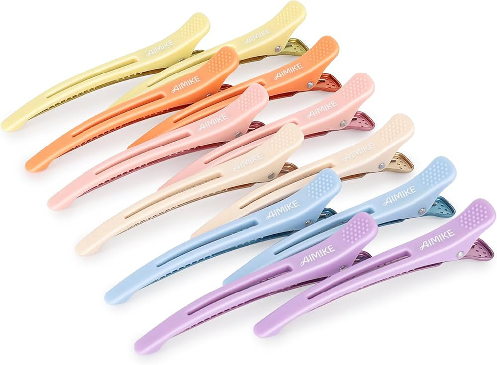 AIMIKE Hair Styling Clips Set - 12pcs Macaron No Crease Alligator Sectioning Clips with Silicone ... | Amazon (US)