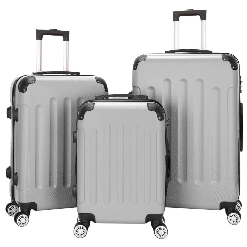 Zimtown Hardside Lightweight Spinner Gray 3 Piece Luggage Set with TSA Lock - Walmart.com | Walmart (US)
