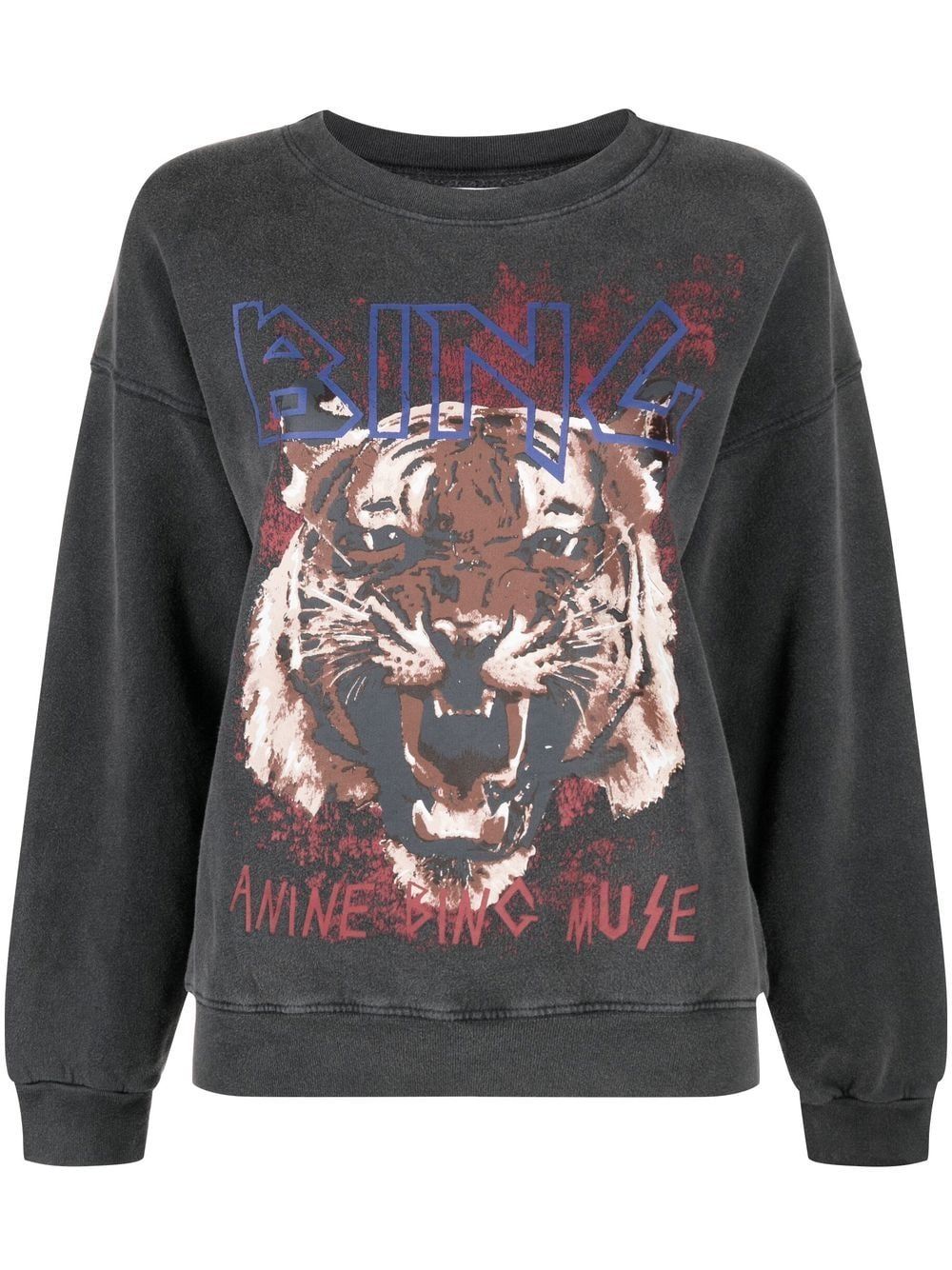 ANINE BING Tiger garment-dyed Sweatshirt - Farfetch | Farfetch Global