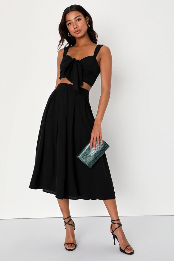 Spanish Steps Black Sleeveless Tie-Front Two-Piece Dress | Lulus (US)