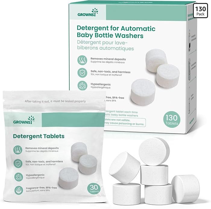 GROWNSY Bottle Washer Detergent Tablets, 130 Count, Deep Cleaning, Compatible with All Brands of ... | Amazon (US)