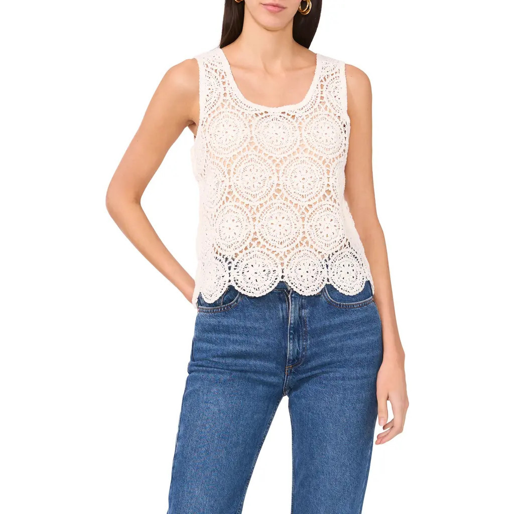 1.STATE Scallop Crochet Tank in Antique White at Nordstrom, Size Small | Nordstrom