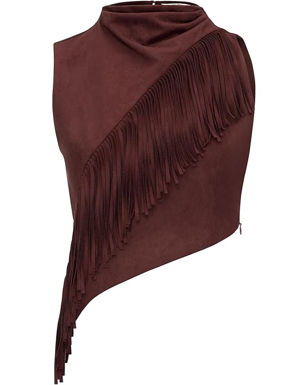 JW PEI Women's Adeline Asymmetric Fringe Sueded Top | Amazon (US)
