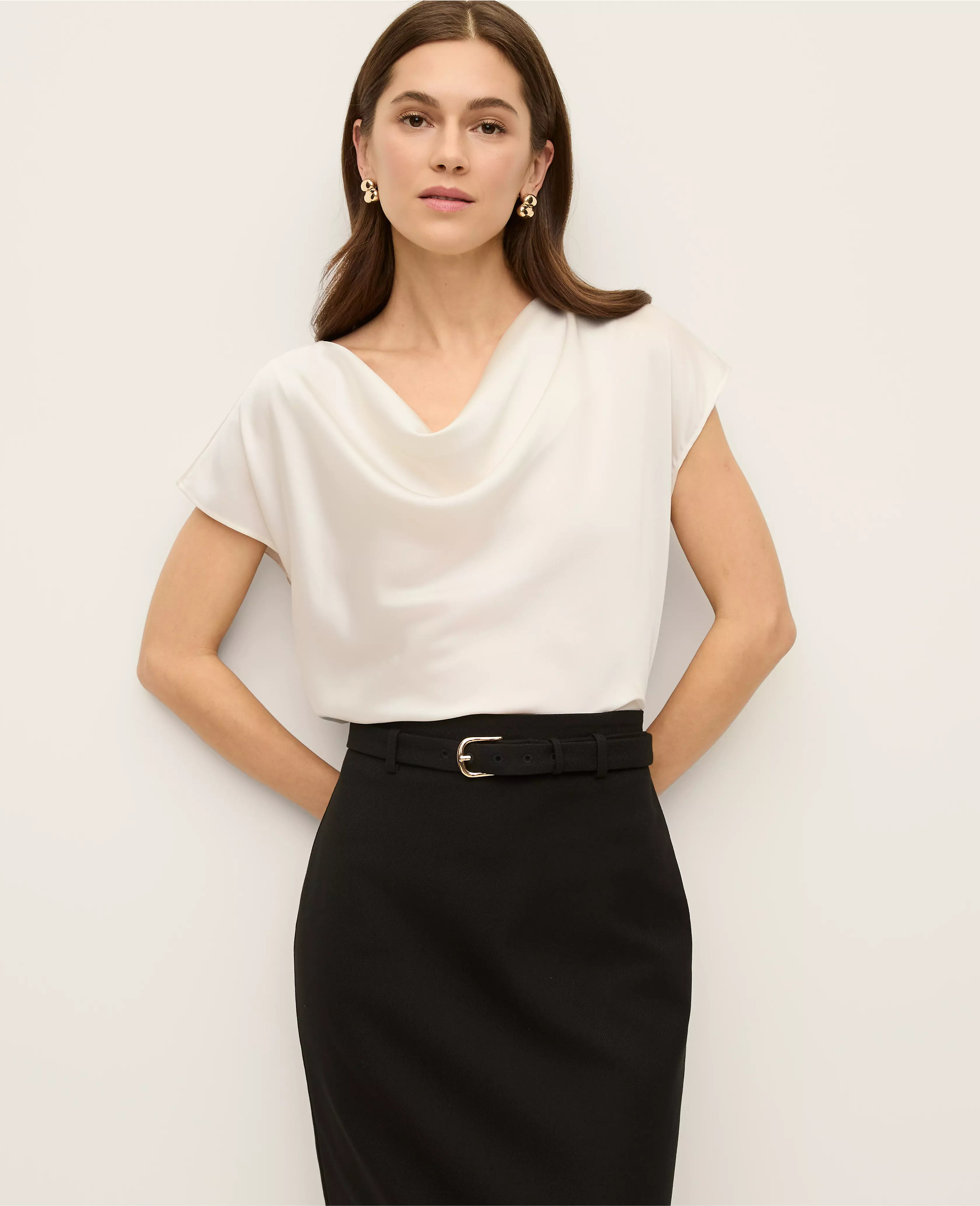 Satin Cowl Neck Top | Ann Taylor