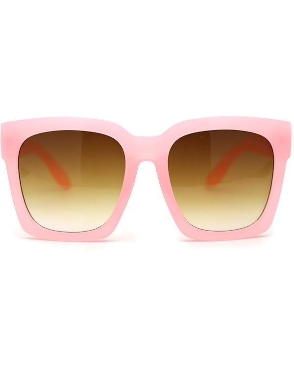 Womens Boyfriend Style XXL Oversize Horned Rim Thick Plastic Sunglasses | Amazon (US)