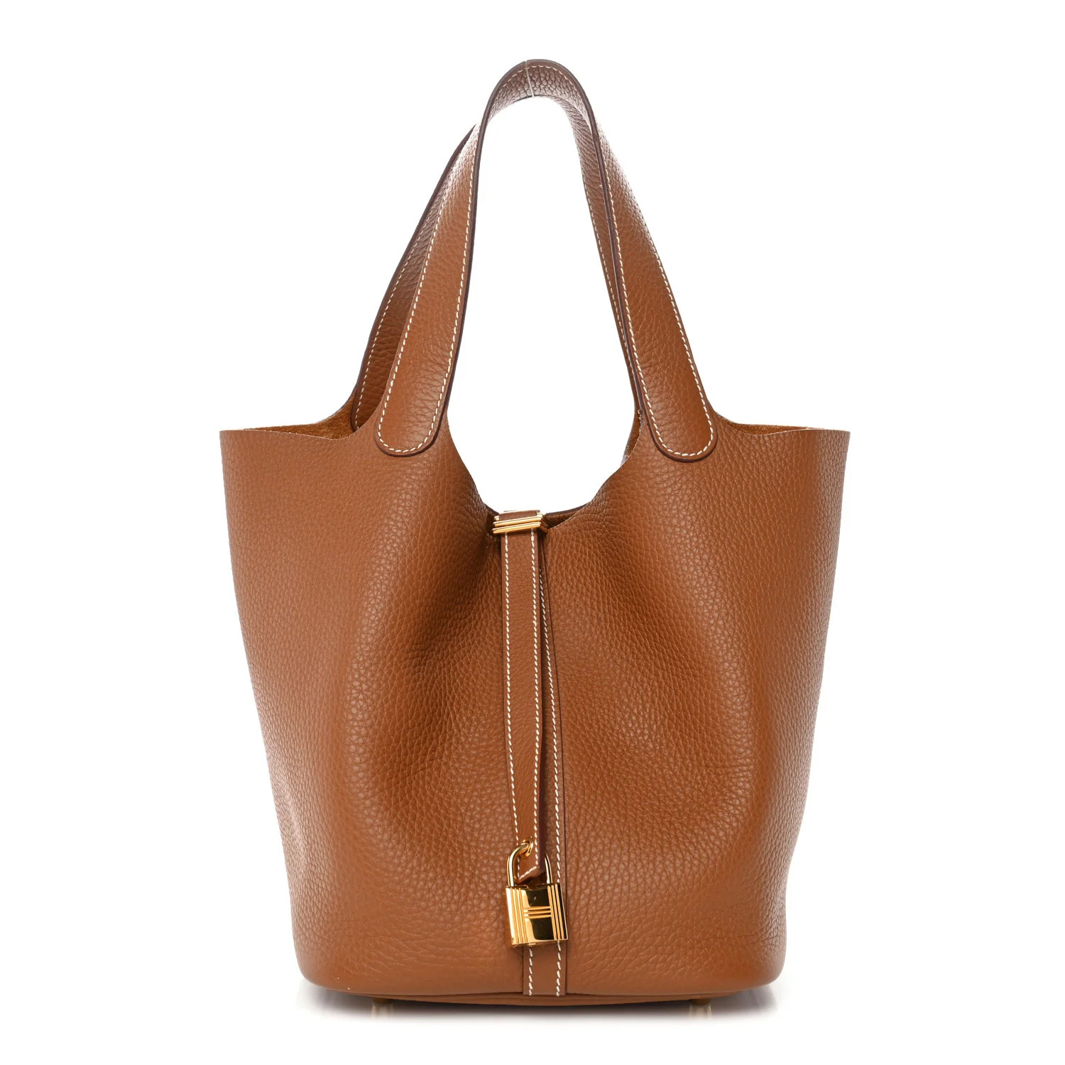 Taurillon Clemence Picotin Lock 22 MM Gold | FASHIONPHILE (US)