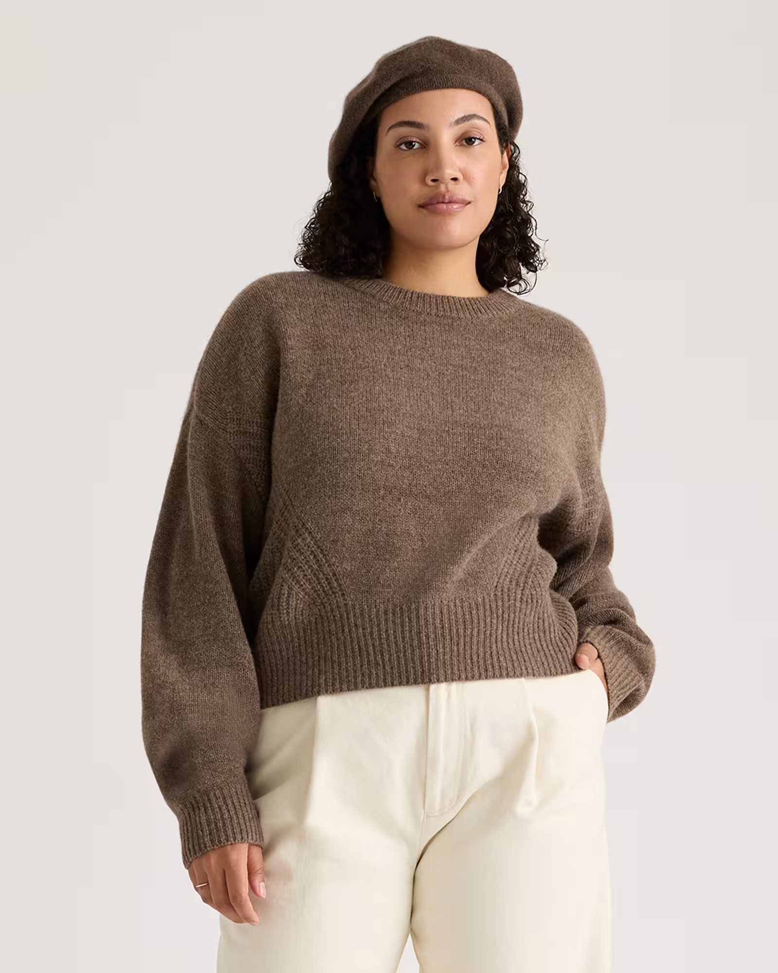 100% Yak Wool Pointelle Detail Relaxed Crew | Quince