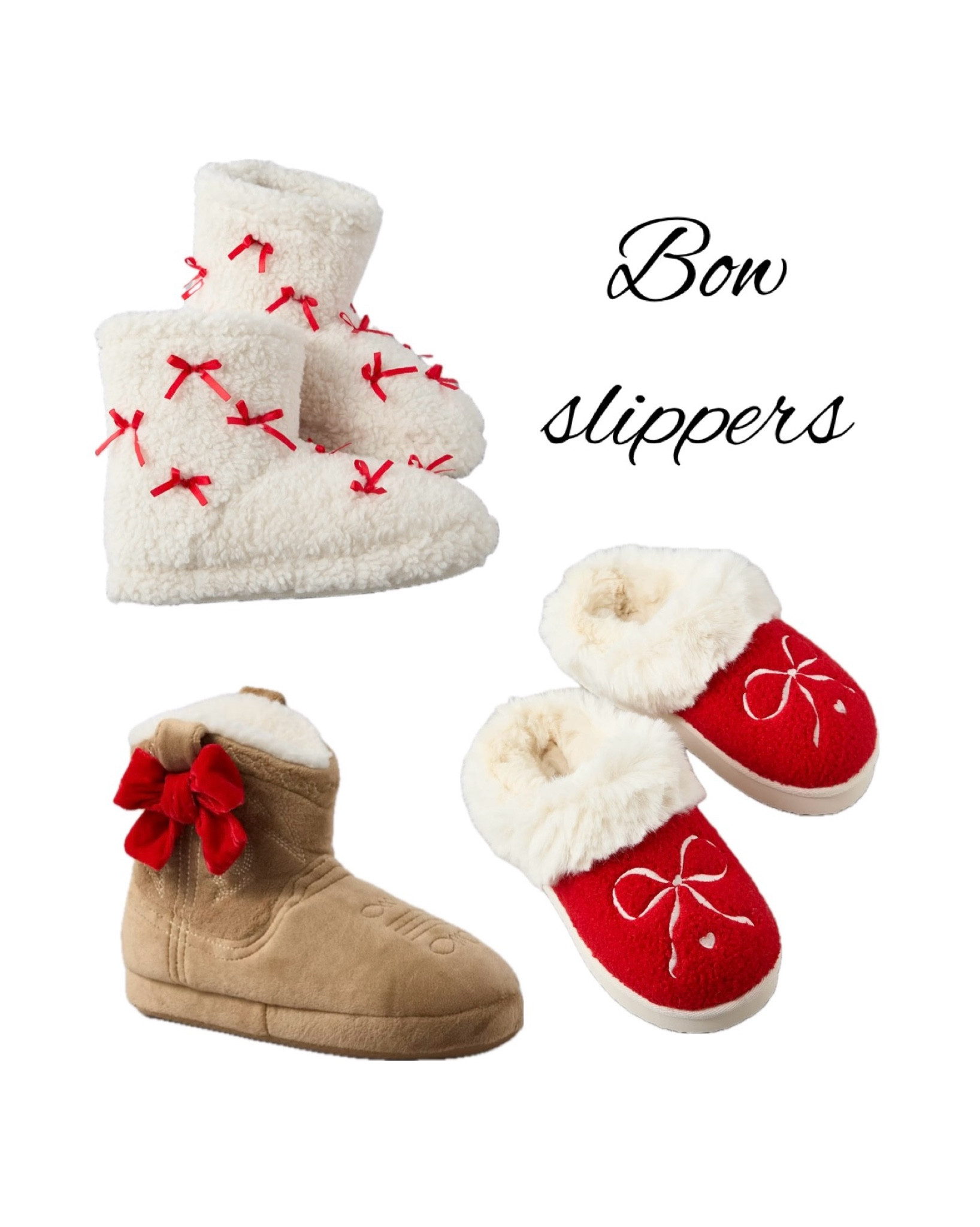 I’m going to need all of these cute & cozy bow slippers! Especially the cowboy boots! How festive for the holidays!