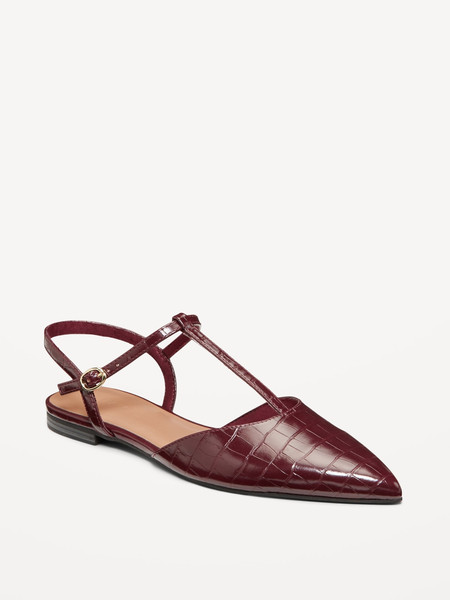Faux-Leather Mary Jane T-Strap Flats for Women | Old Navy (US)