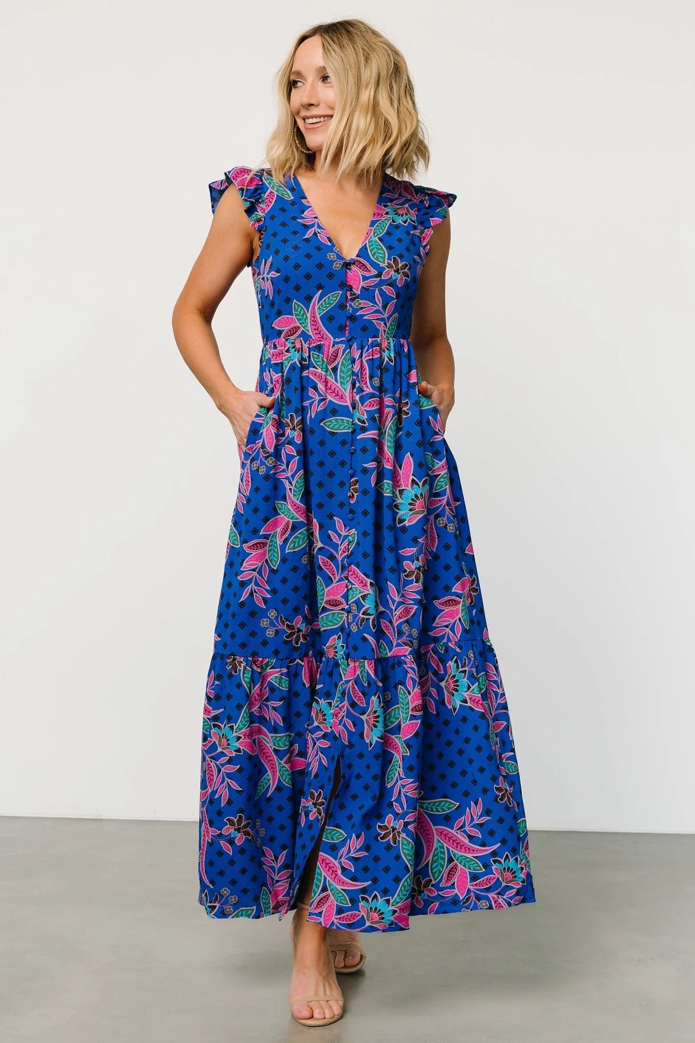 Biscayne Maxi Dress | Indigo Print | Baltic Born