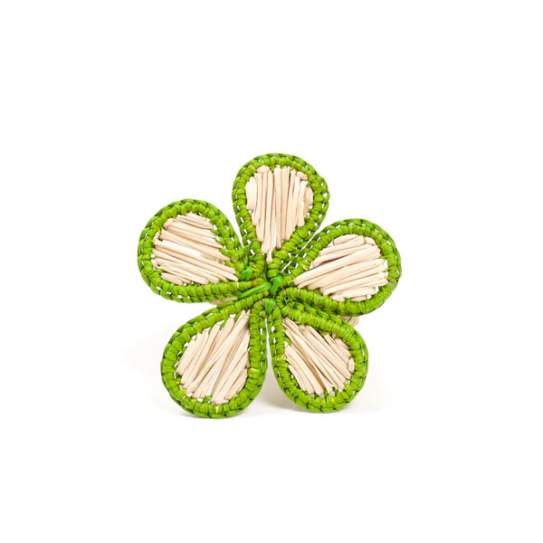 Flower Rattan Napkin Ring, Green | The Avenue