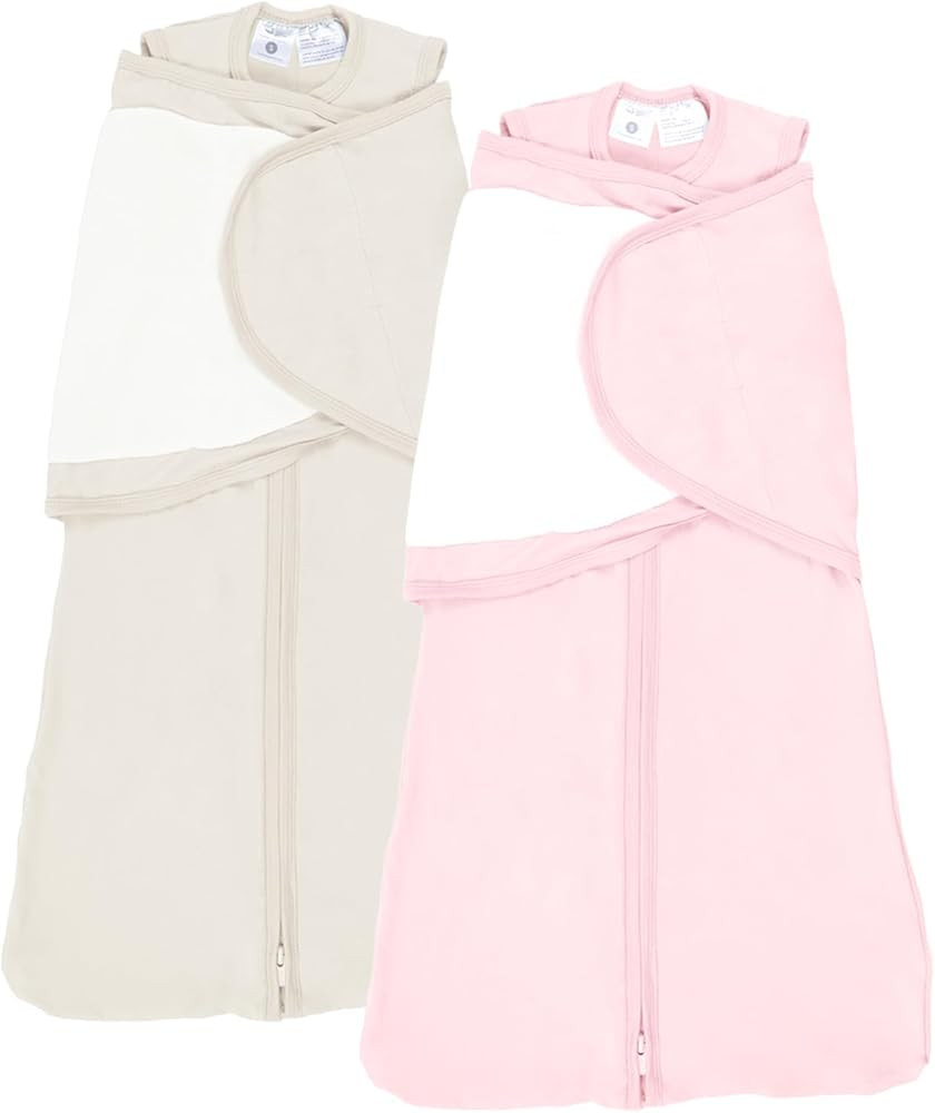 2-Pack 0.5 TOG Newborn Sleep Sack, All-in-One Swaddle Wrap with Silent Velcro for Infants (0–3 ... | Amazon (US)