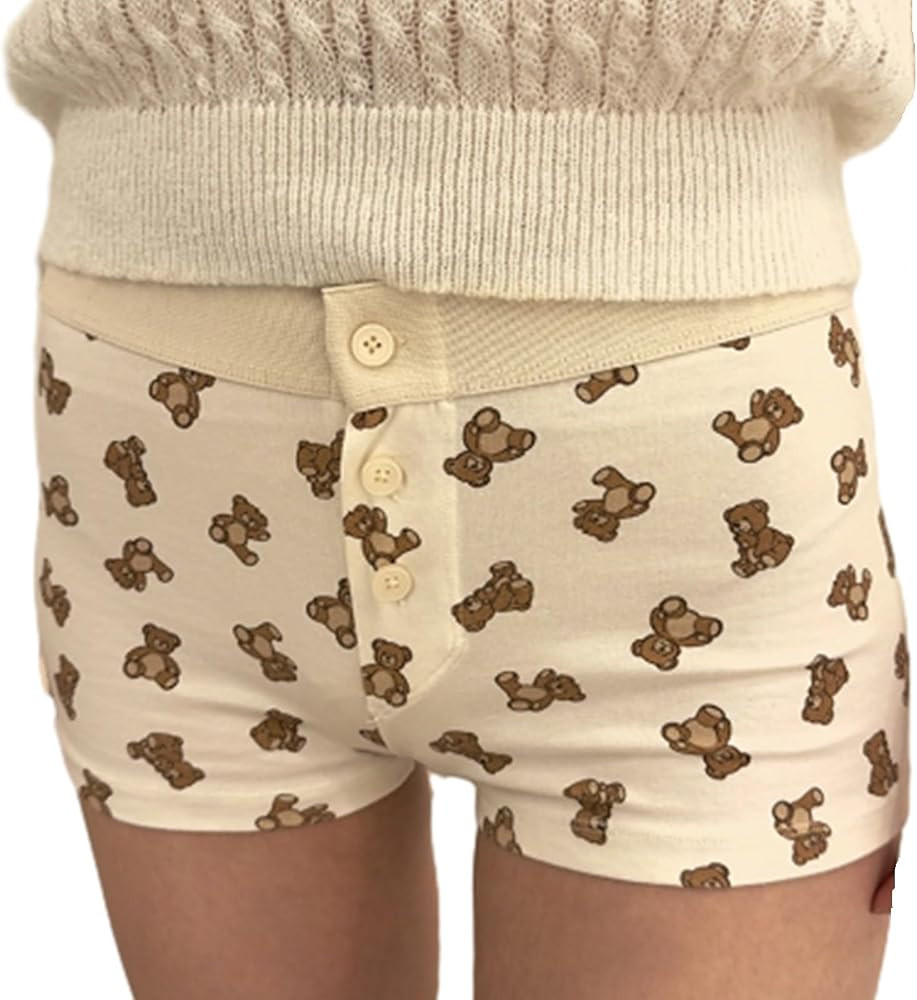 NUFIWI Women Lounge Shorts Button Floral Print Y2k Low Rise Sexy Micro Shorts Slim Fit Pajama Bot... | Amazon (US)