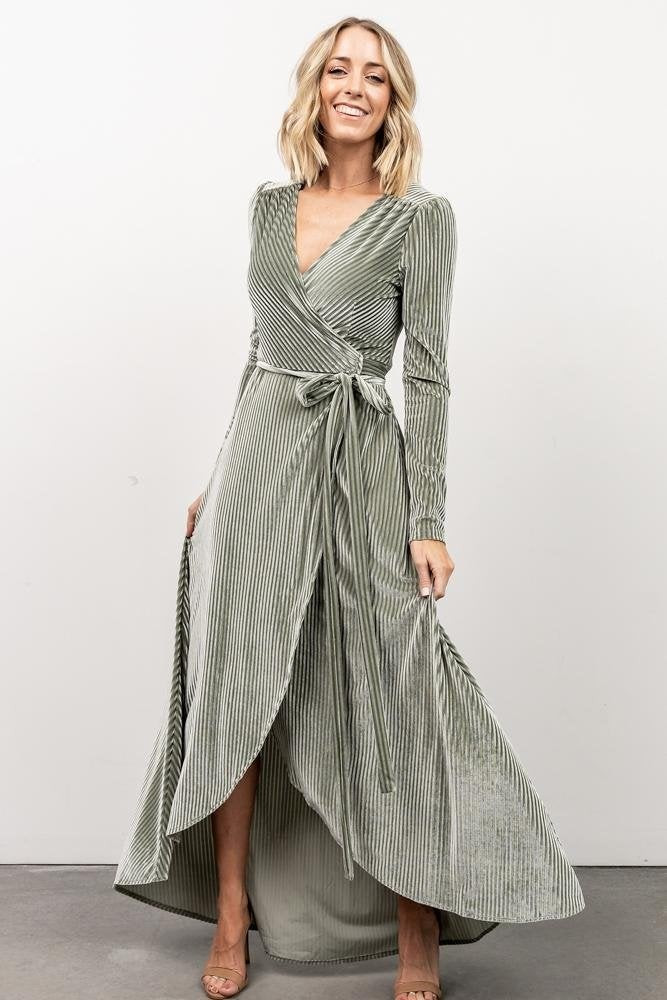 Jada Ribbed Velvet Wrap Dress | Baltic Born