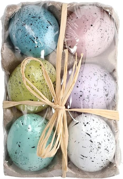 Greenbrier Colorful Speckled Easter Egg 6 Pack Cartons Decor Clear Cello Wrapped | Amazon (US)