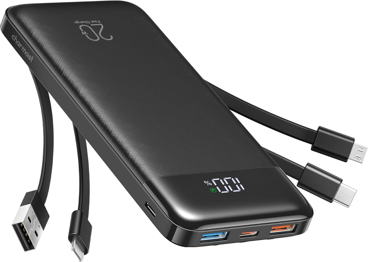 charmast Portable Charger Built-in Cables, 20000mAh Power Bank 6-Output | Amazon (US)