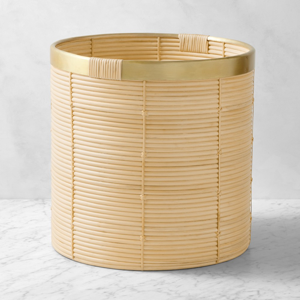 AERIN x Williams Sonoma Home Indoor Rattan x Brass Basket | Williams-Sonoma