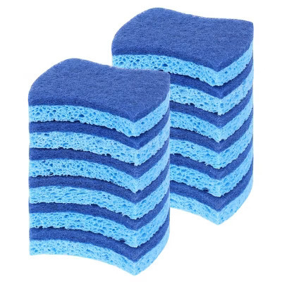 Unique Bargains Kitchen Bathroom Dual-Side Non-Scratch Cleaning Sponge 3.9" x 3" x 0.8" Blue 12 Pcs | Target