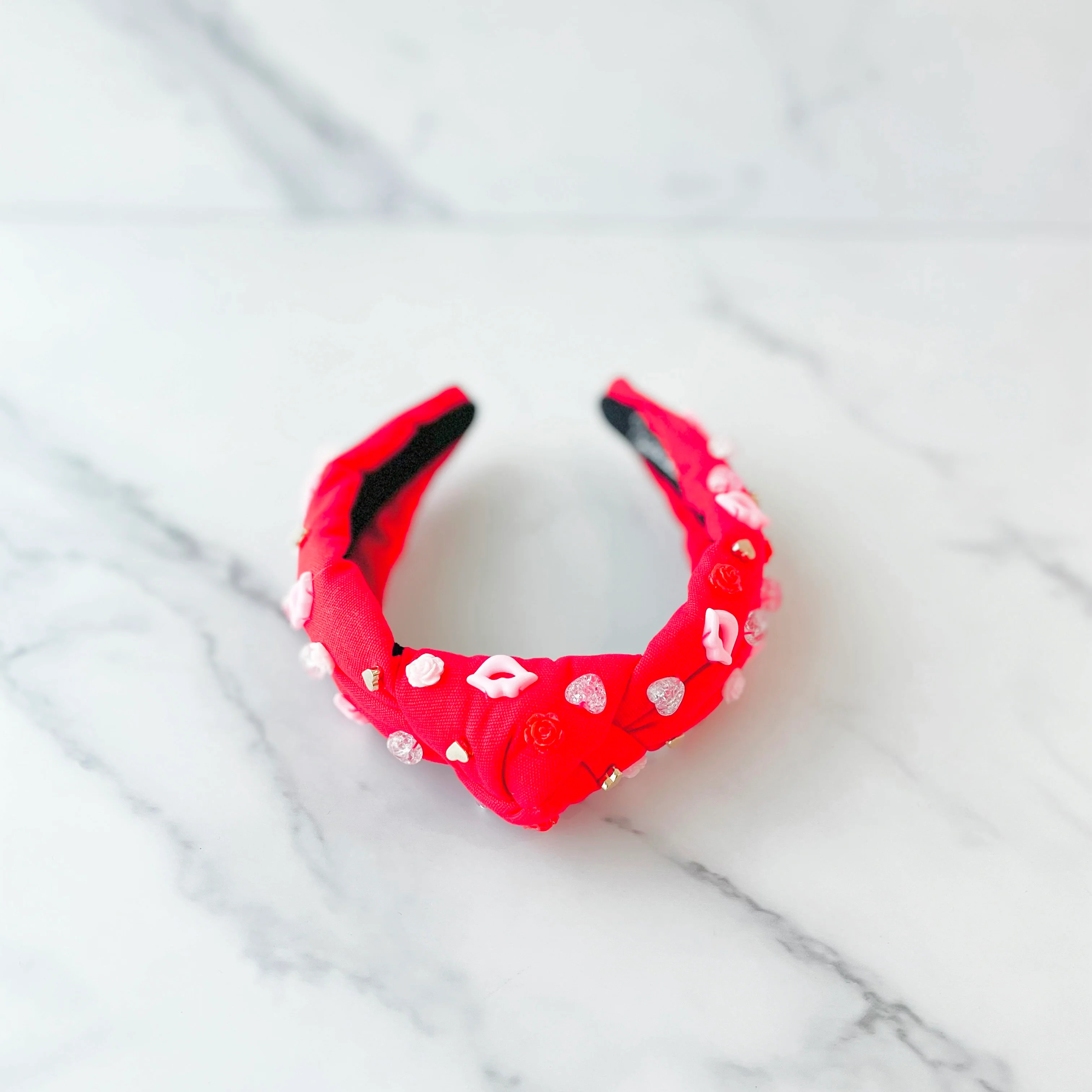 Red Kisses & Hugs Headband | Golden Thread