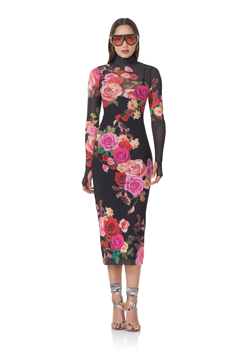 Shailene Dress - Noir Rose Swirl | ShopAFRM