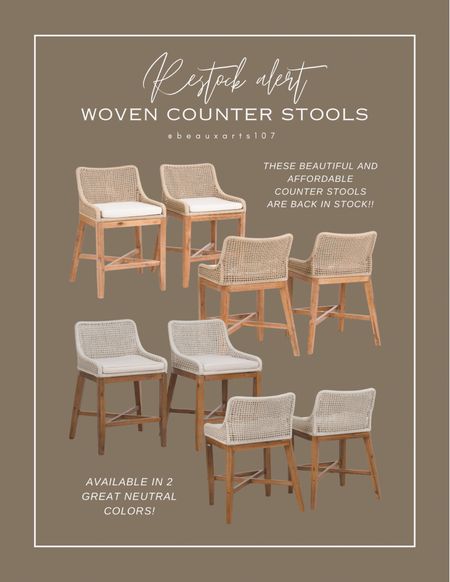 Shop these beautiful and affordable woven counter stools back in stock! 

#LTKSaleAlert #LTKHome #LTKStyleTip