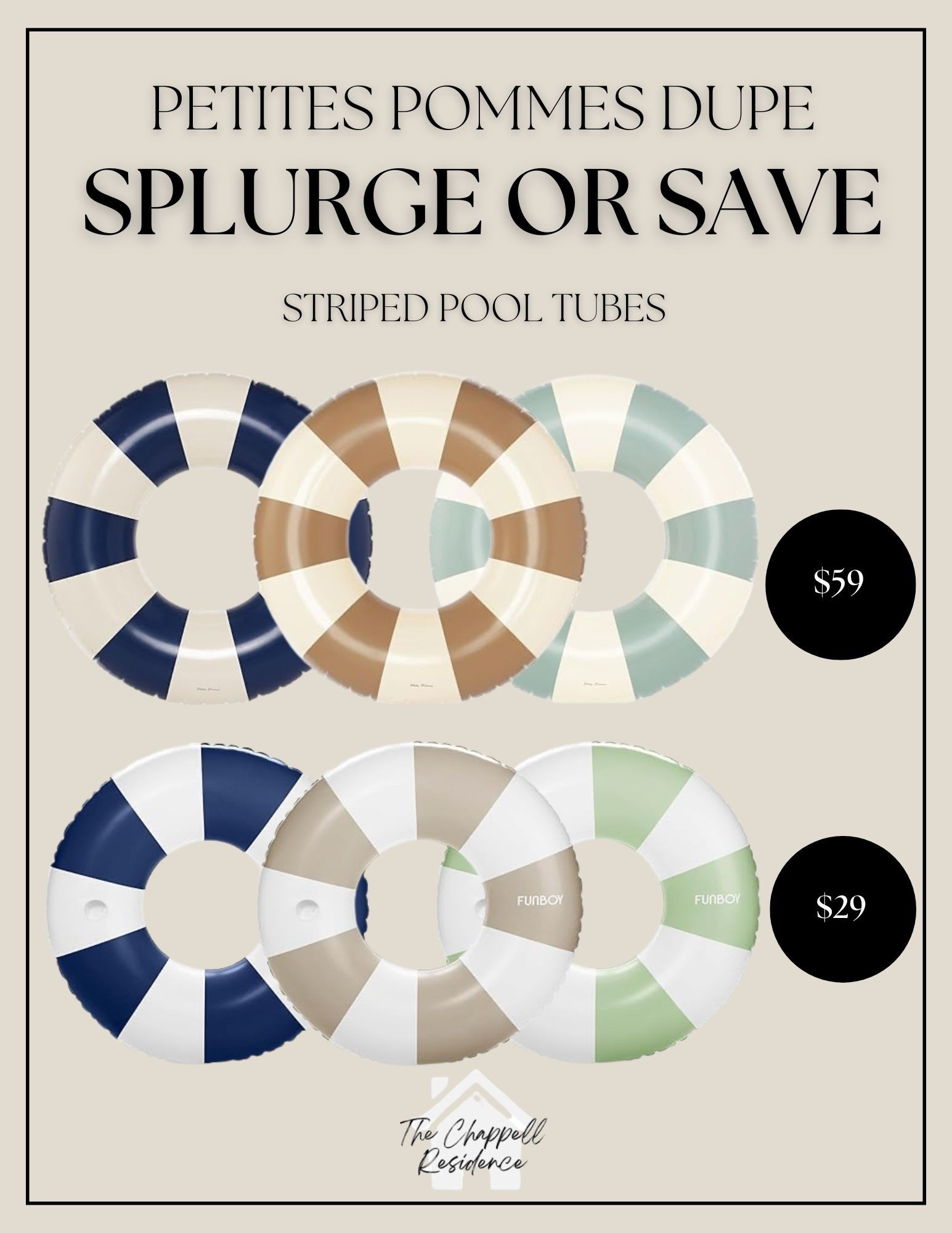 Petites Pommes Striped Pool Tubes Dupe. More color options available for either brand.

#LTKHome #LTKU #LTKSaleAlert