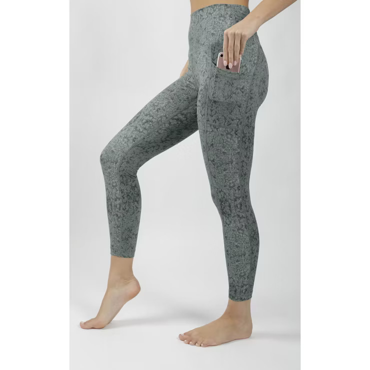 Yogalicious - Women's Nude Tech Water Droplet High Waist Side Pocket Ankle Legging | Target