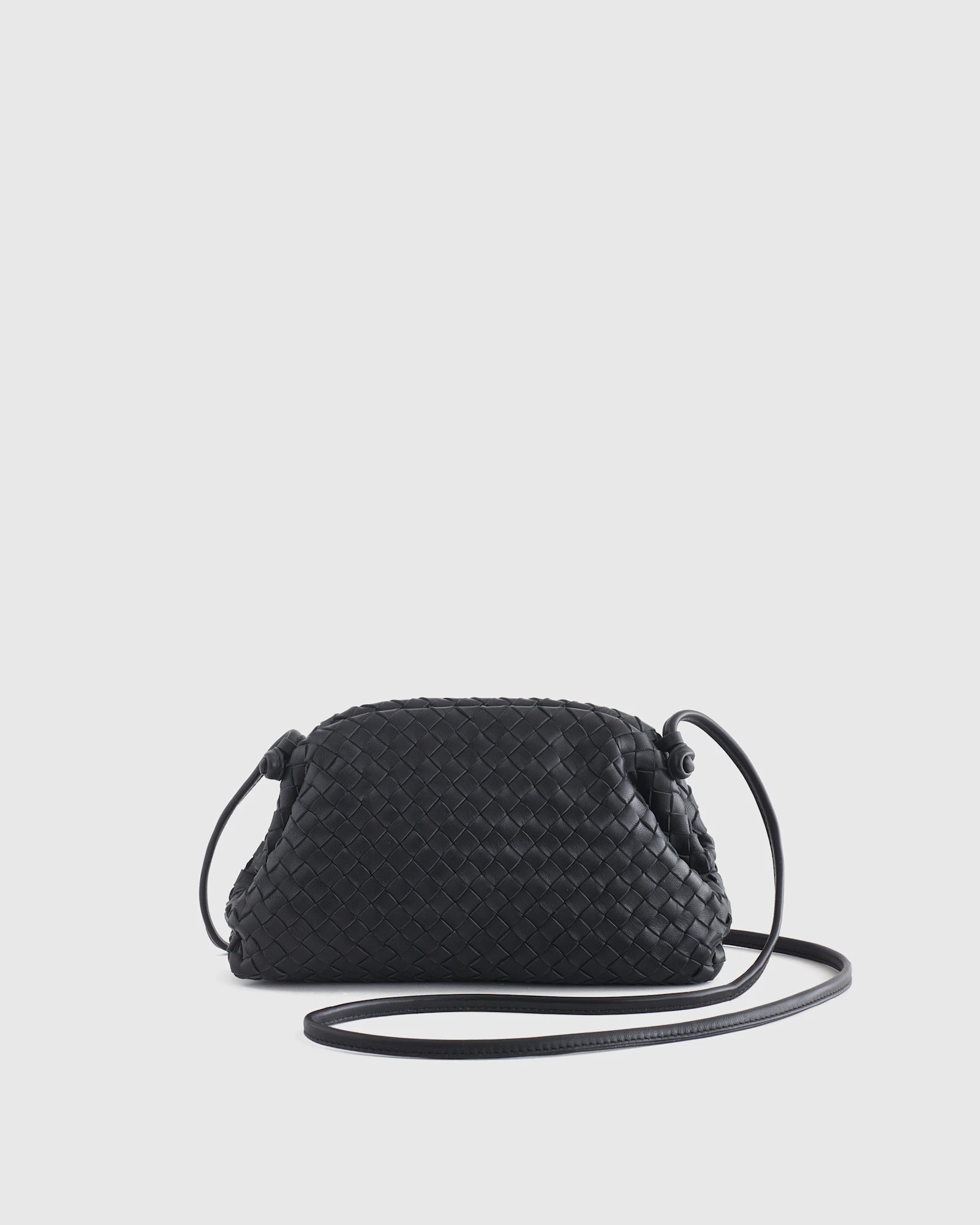 Italian Leather Handwoven Pouch Crossbody Clutch in Black | Quince