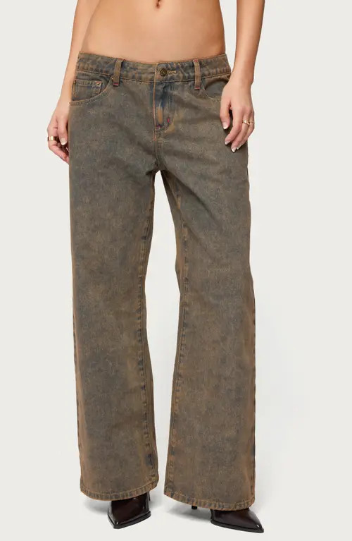 EDIKTED Ace Low Rise Baggy Jeans in Brown-Washed at Nordstrom, Size Medium | Nordstrom