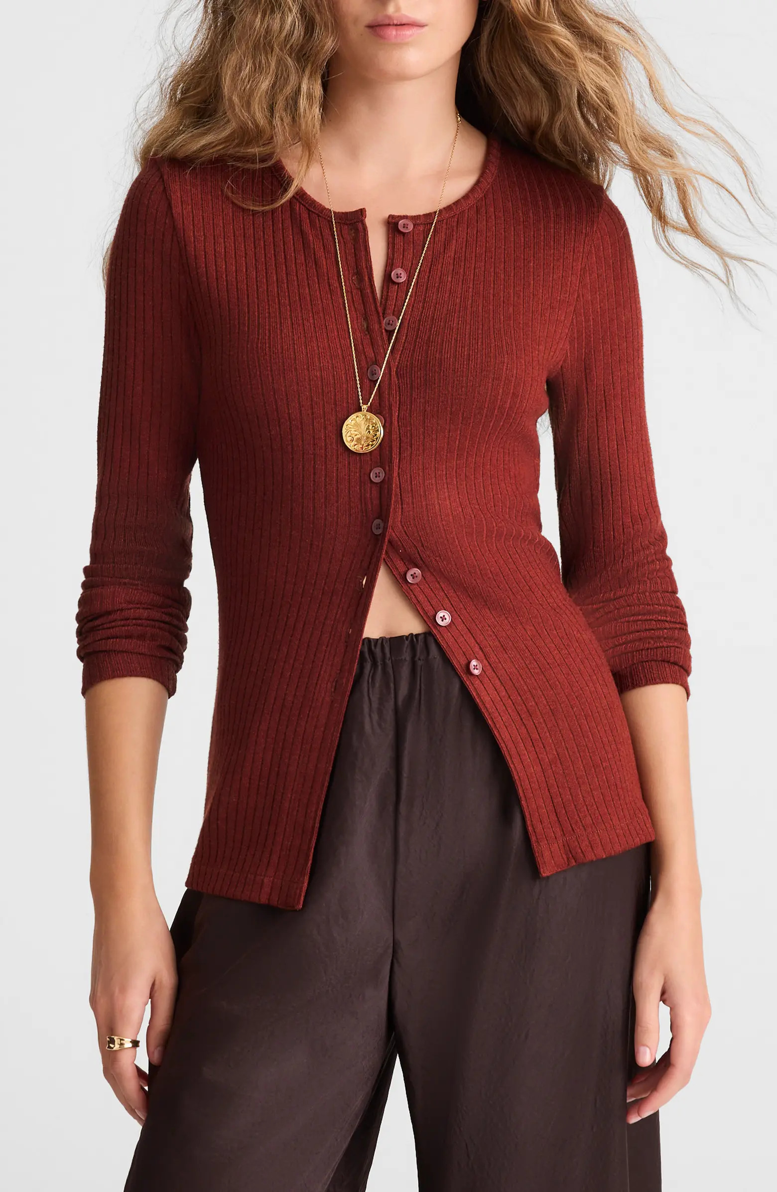 Madewell Textural Cutaway Crewneck Cardigan | Nordstrom | Nordstrom