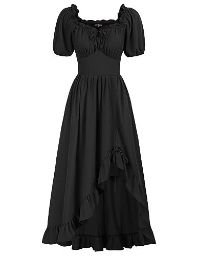 Scarlet Darkness Summer Corset Dress for Women Off Shoulder Renaissance Ruffle Long Dress Black M | Amazon (US)