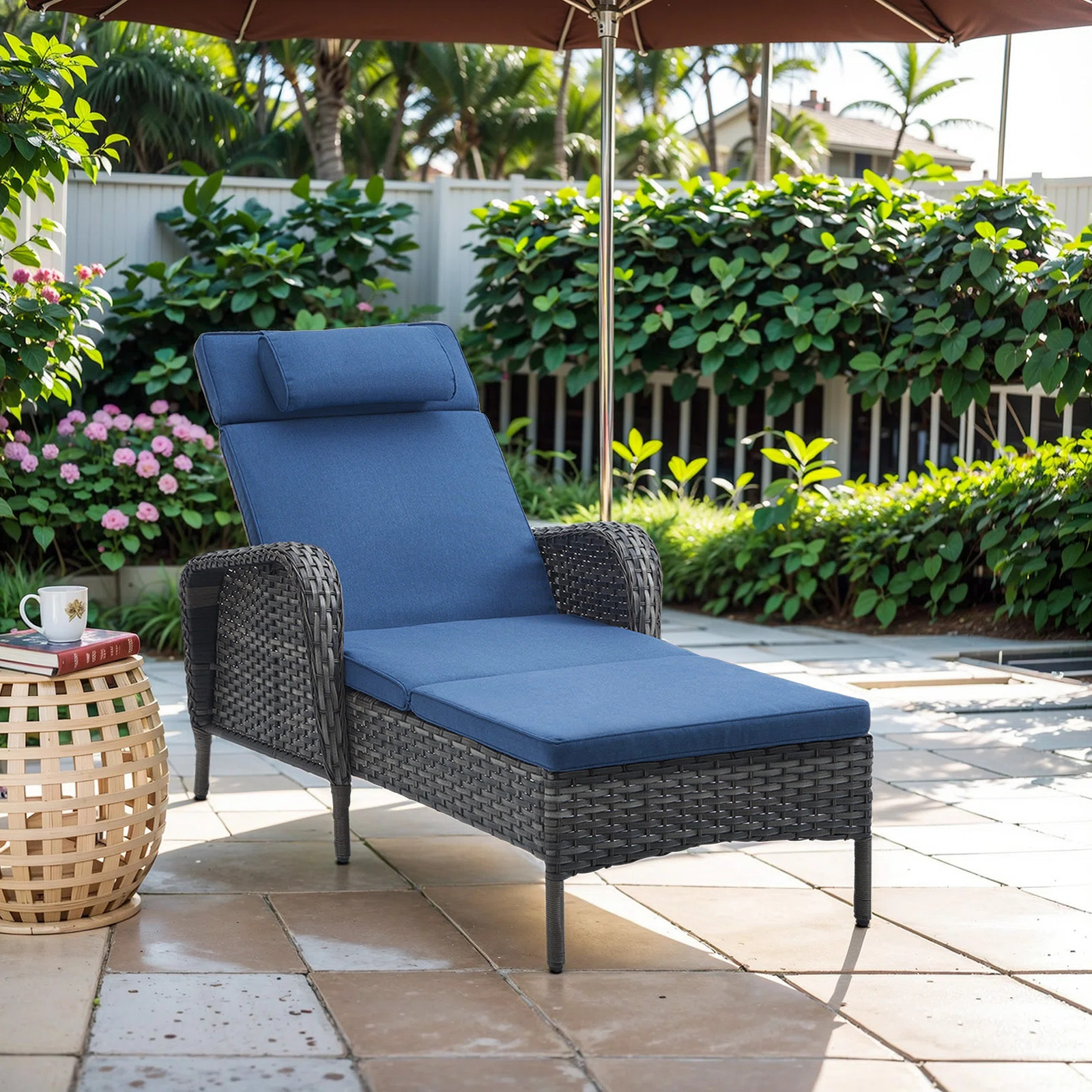Asreiale Outdoor Wicker Chaise Lounge , Cushion Included | Wayfair North America