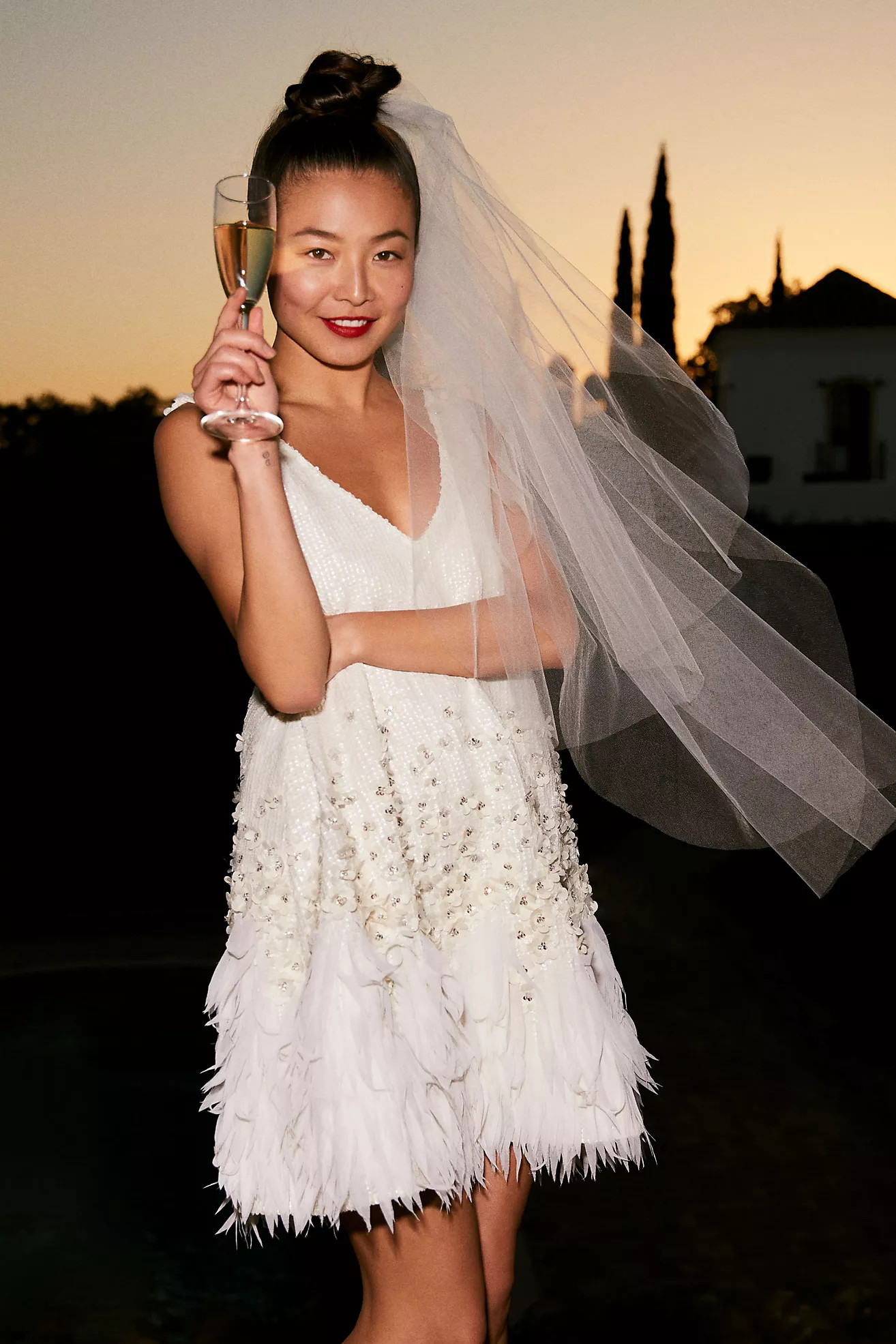 Not So Serious by Pallavi Mohan V-Neck Deco Swing Mini Dress | Anthropologie (US)