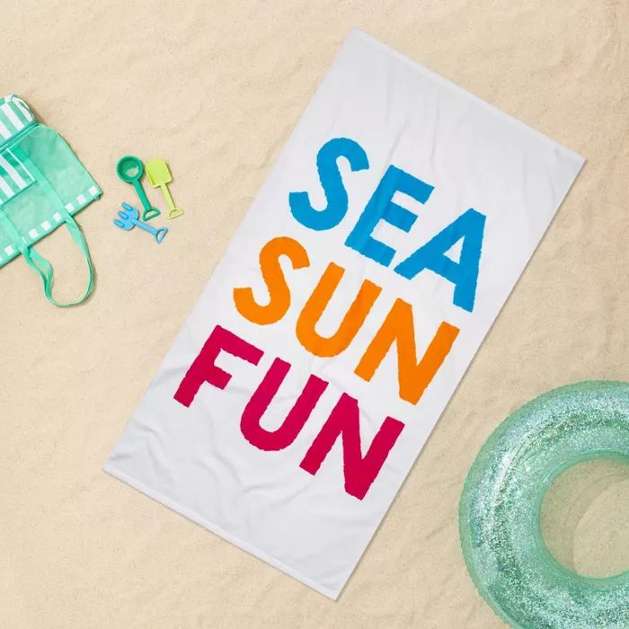 Sea Sun Fun Printed Beach Towel - Sun Squad™ | Target