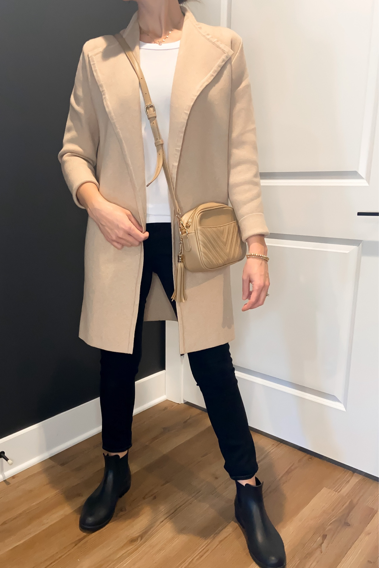 Coatigan and skinny jeans!